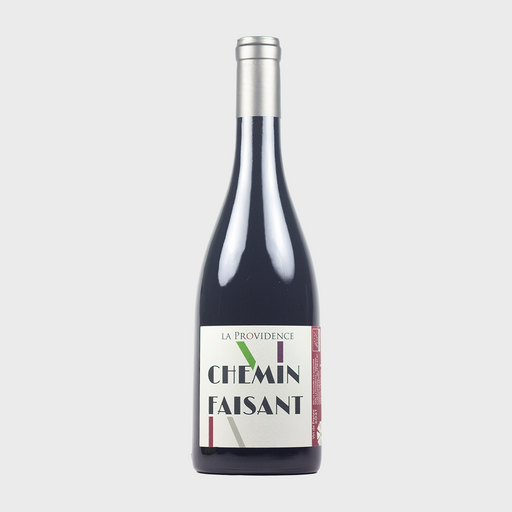 Wine bottle with 'La Providence Chemin Faisant' label on a white background