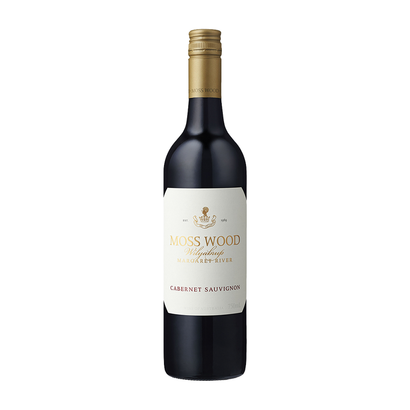 Moss Wood, Ribbon Vale Cabernet Sauvignon wine bottle on a white background
