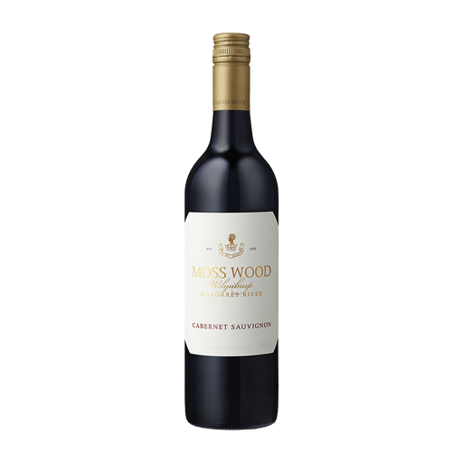 Moss Wood, Ribbon Vale Cabernet Sauvignon wine bottle on a white background